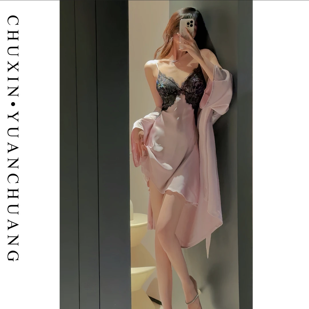 【暗紫鸢尾】吊带睡衣女爆款2026新款蕾丝性感高级感纯欲风睡裙