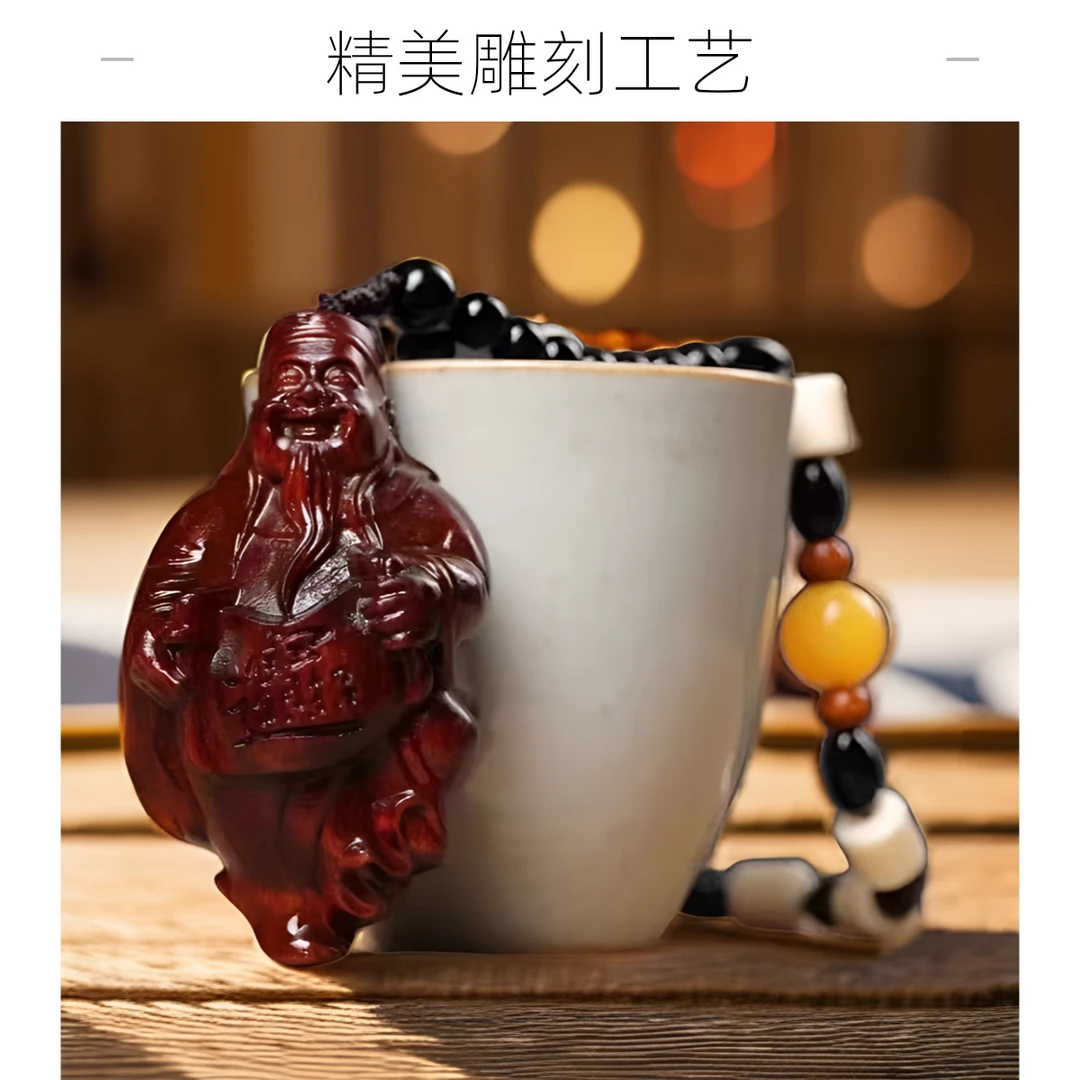 紫檀木木雕精工雕刻财神爷挂件手把件木质文玩手