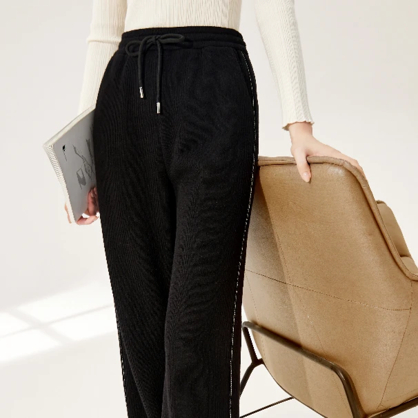 【小呆鸟专享】 K834063休闲裤 香影加绒直筒休闲裤女高腰春秋冬季