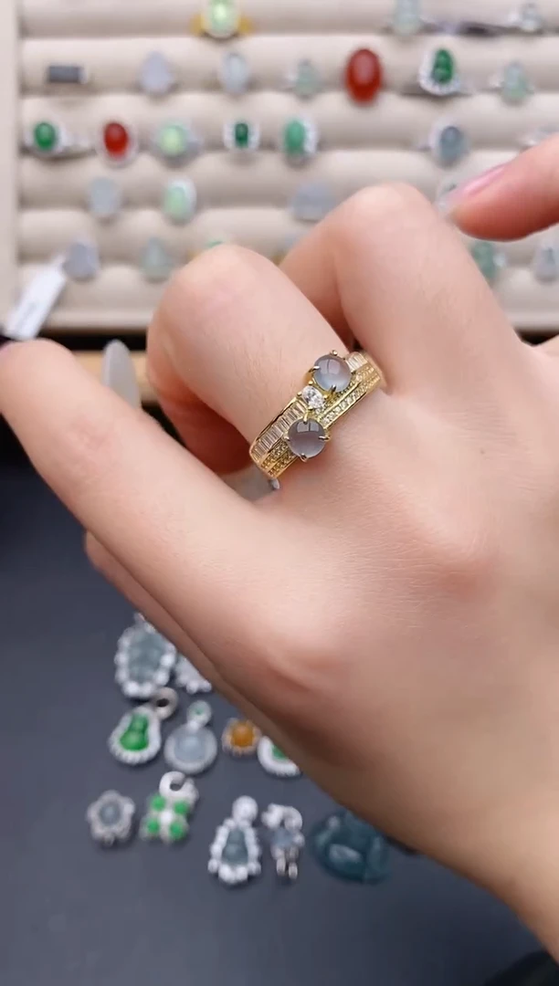 银S925镶嵌戒指翡翠0