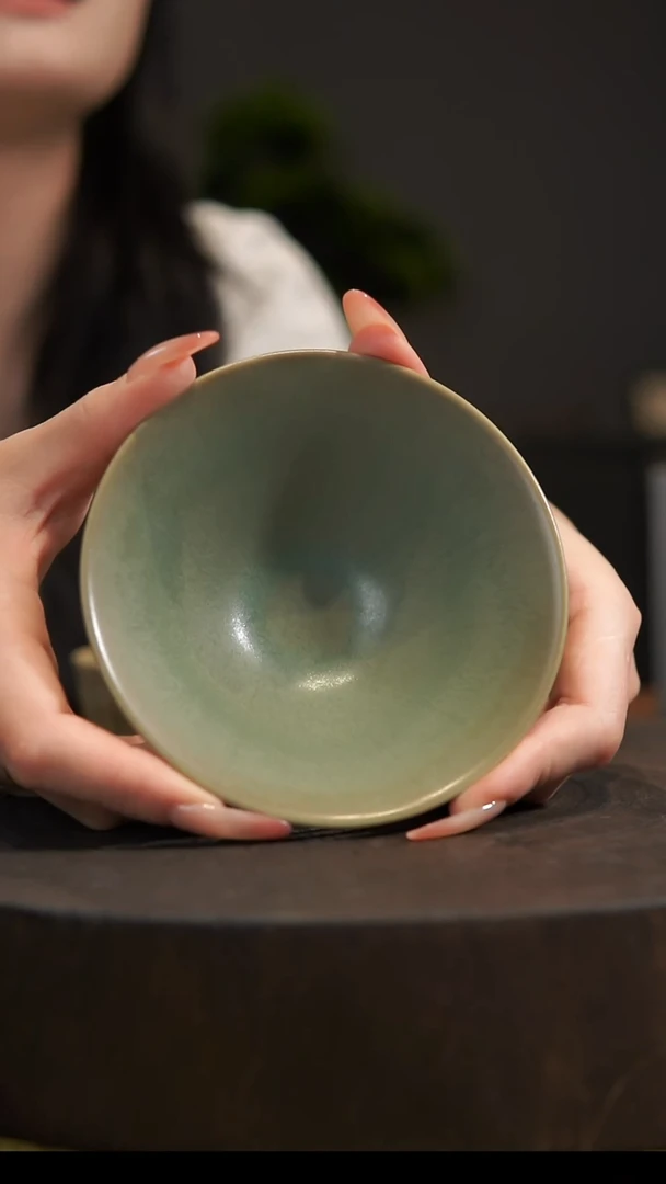 杯子暴**张斗笠杯  汝州原产地 原矿原釉