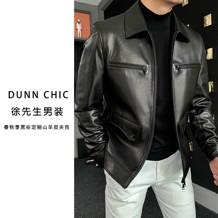 徐先生春秋季黑标定制同款山羊皮夹克899068【杜恩】