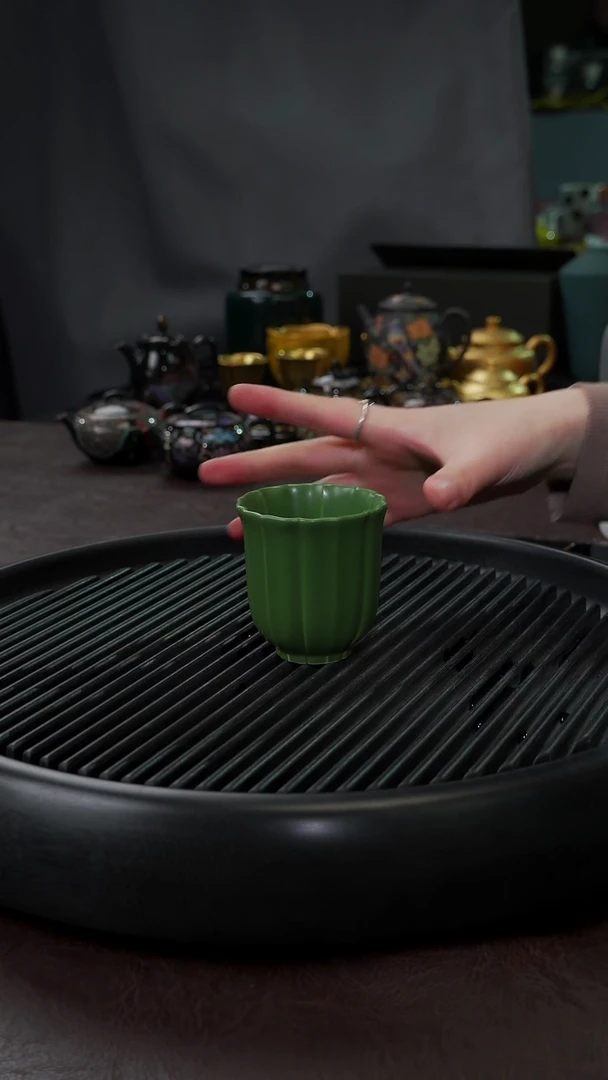 【闪购商品】杯【宜景窑祖母绿】筋纹杯
