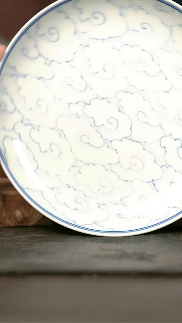 手绘手绘高温现代瓷  气  祥云壶承17.5cm