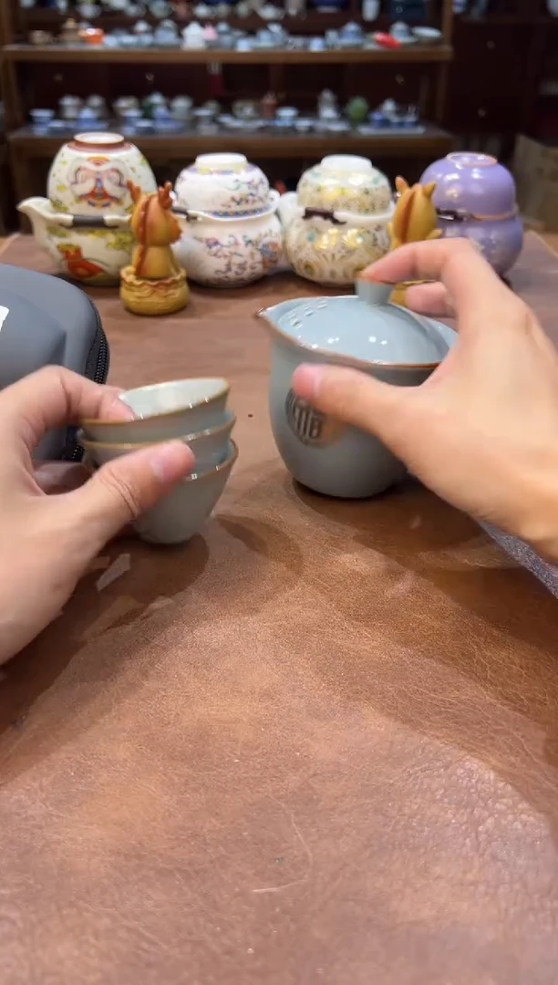 真的很便宜超好看会开片的旅行茶具