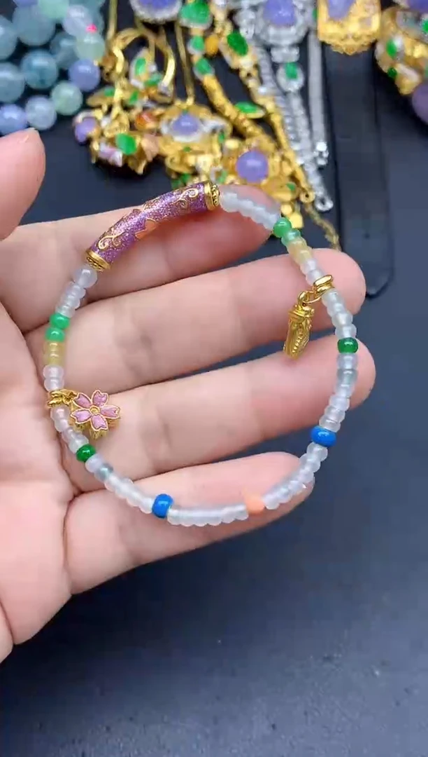 足金镶嵌手链翡翠490-春日珠宝