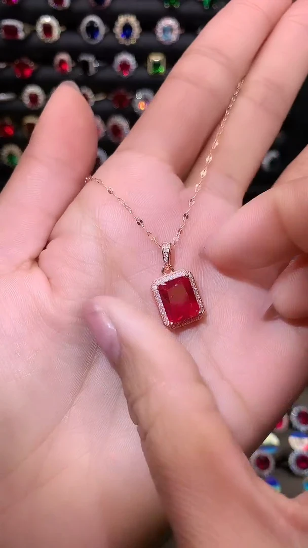 【闪购商品】红宝石吊坠(赠链)银S925镶嵌1