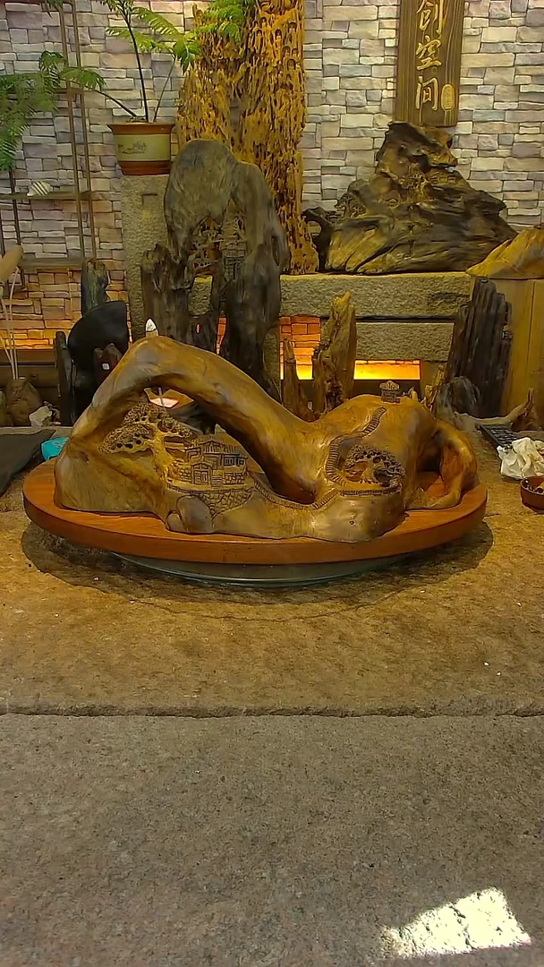 木金丝楠木山水摆件