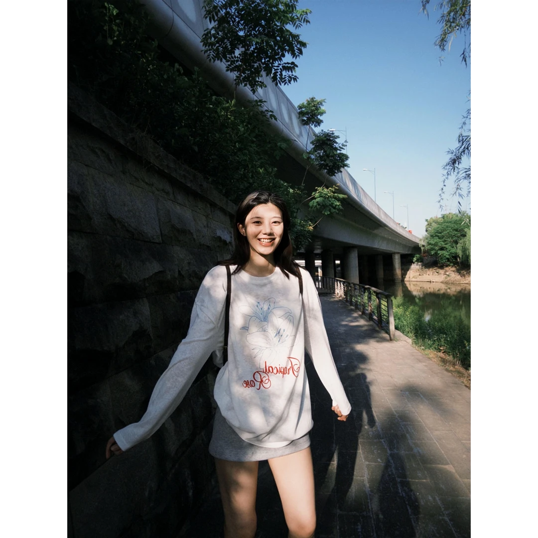 夏季新款韩版薄款凉感t恤女罩衫印花时尚百搭高级感防晒衣服