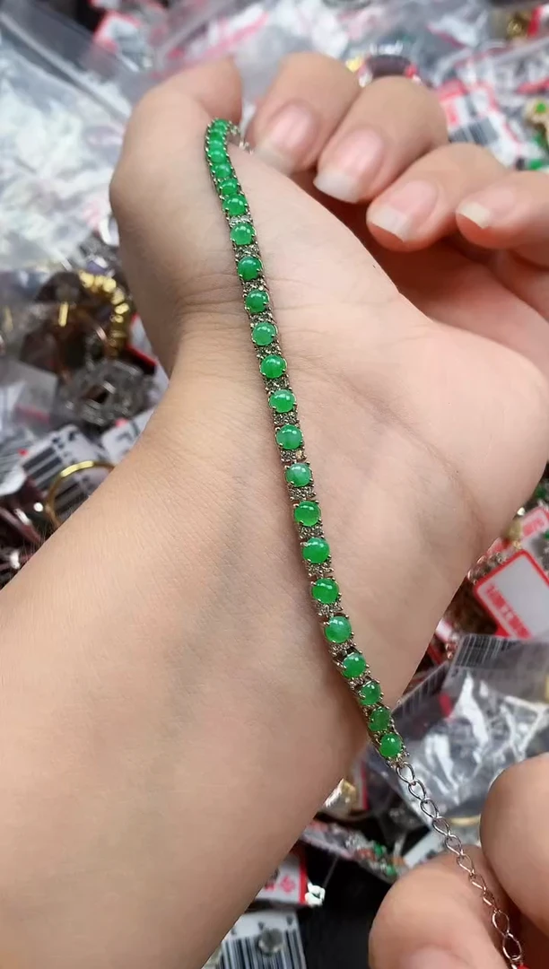 银S925镶嵌戒指翡翠天然A货缅甸翡翠