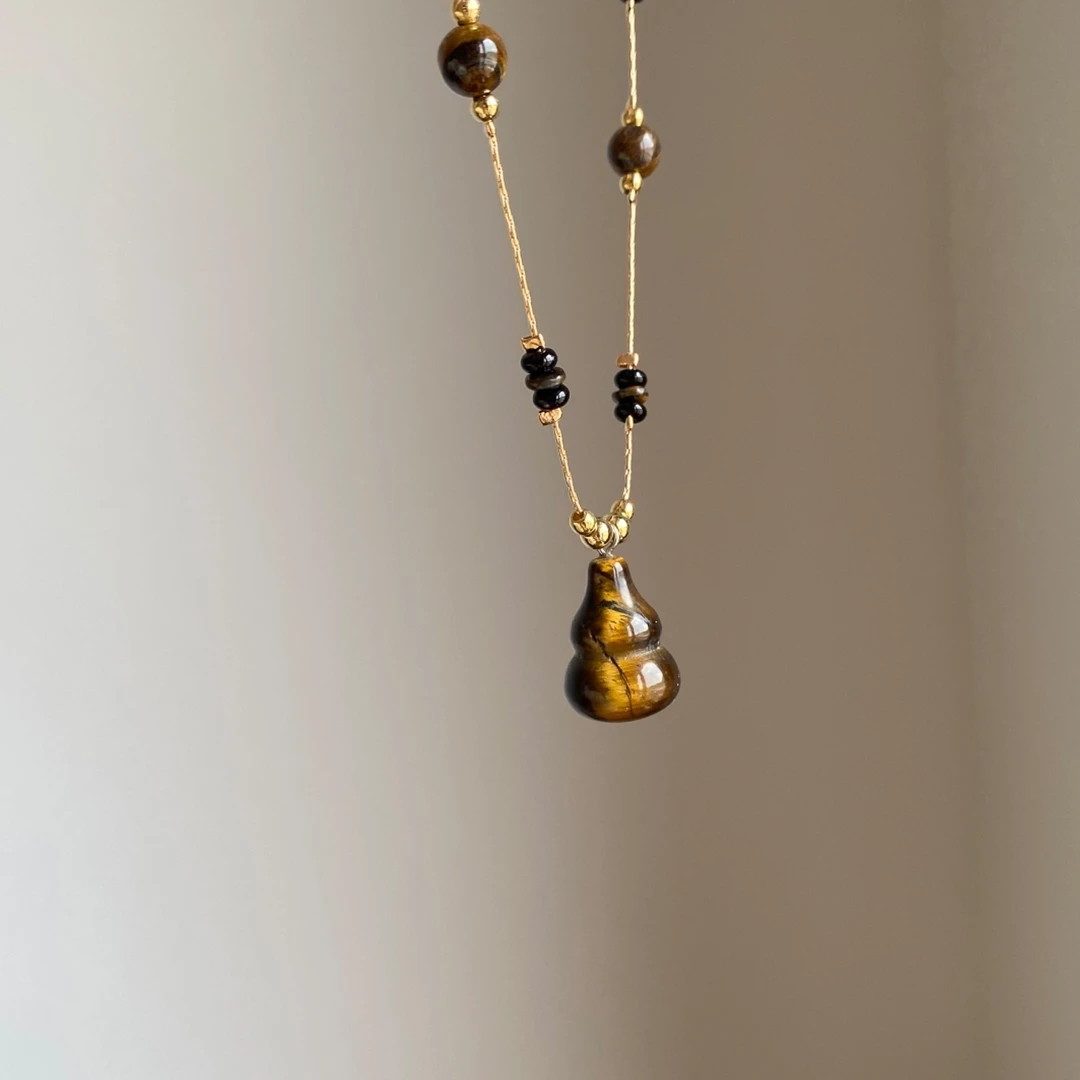 非金属棉绳项链 美拉德串珠葫芦项链女时尚小众高级感百搭锁骨链