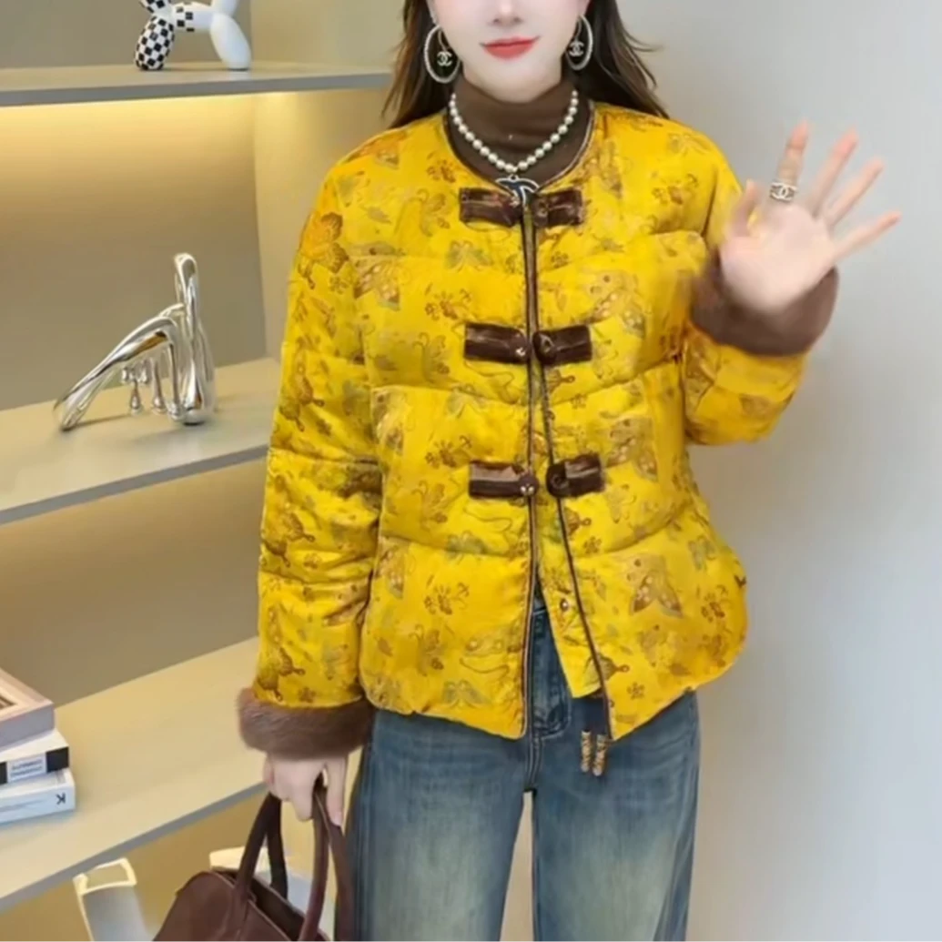 6108 百搭纯色厚款鹅绒服水貂毛蝴蝶结