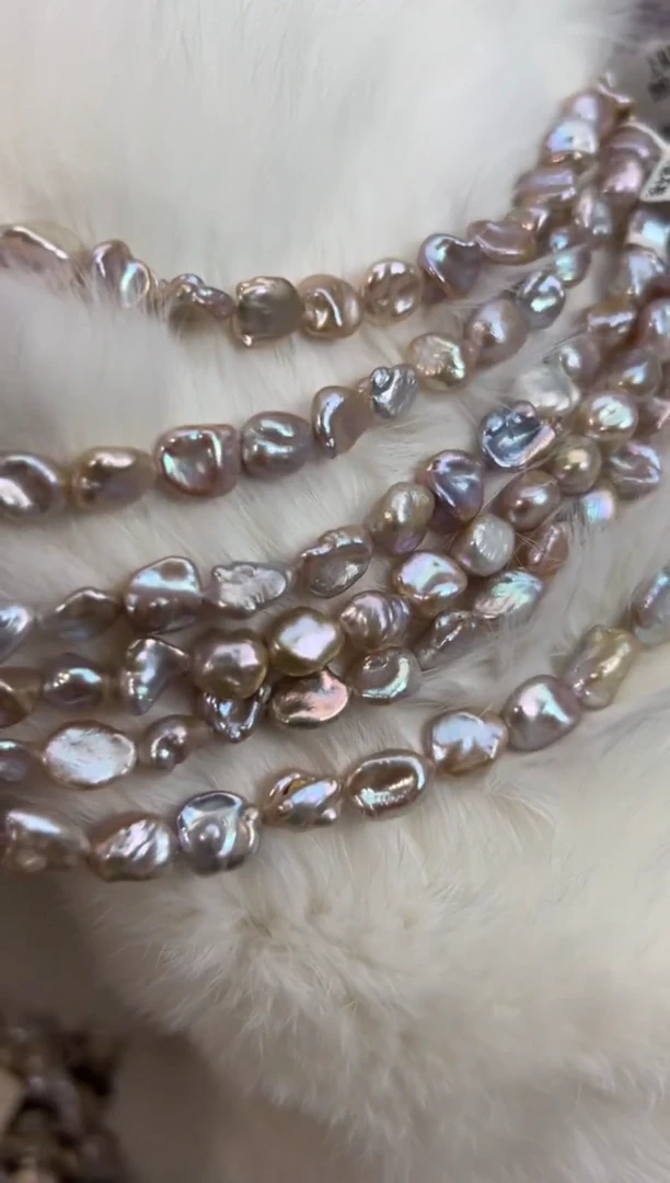 未镶嵌15淡水珍珠莫奈色*再生珍珠项链