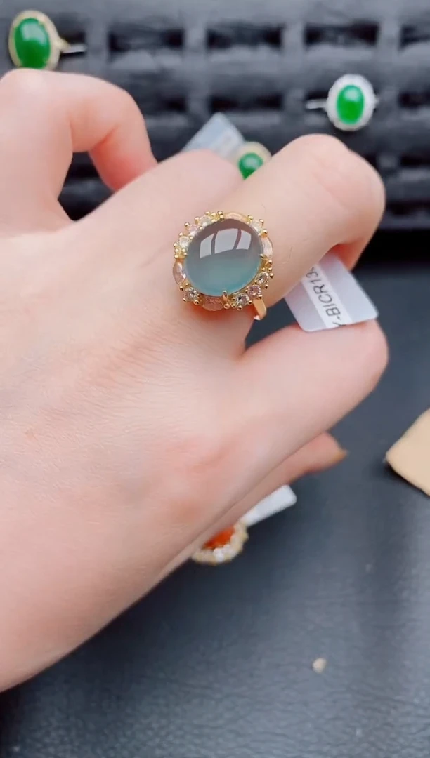【闪购商品】翡翠戒指银S925镶嵌天然a货翡翠563