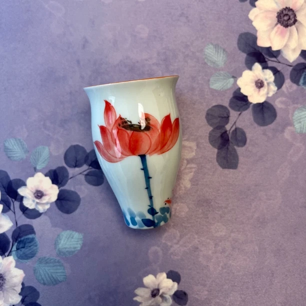 【纯手绘水墨荷花闻香杯】陶瓷纯手工主人杯