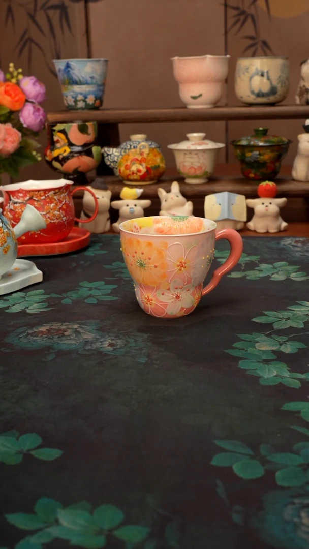 花满蹊 粉色马克杯