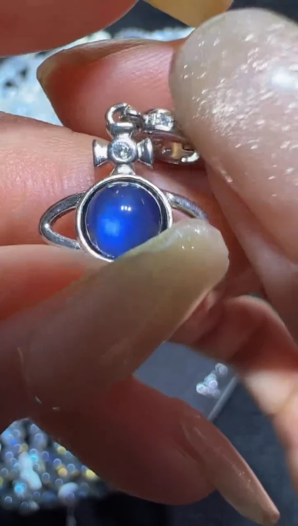 银S925镶嵌颈饰长石灰月光吊坠  默认微瑕