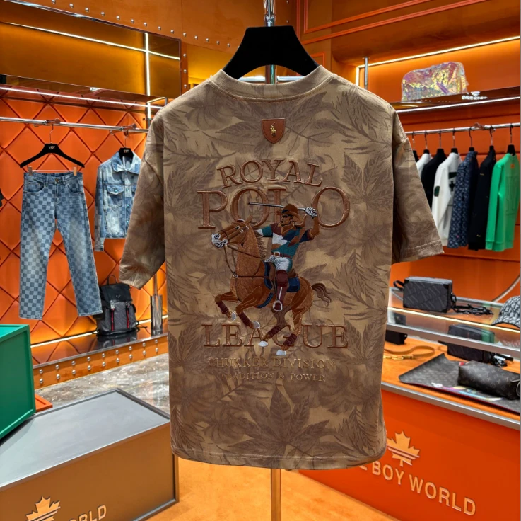 【姚姚专属】2025夏季时尚潮流百搭英伦风高端刺绣短袖25276