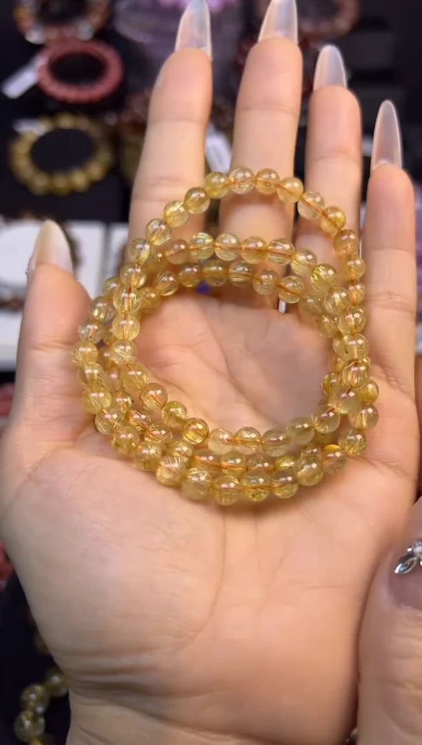 未镶嵌手串水晶金发晶三圈6.2mm