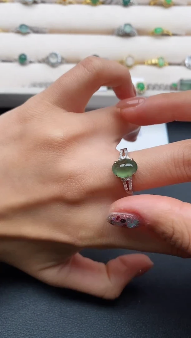 银S925镶嵌戒指翡翠88888888+2