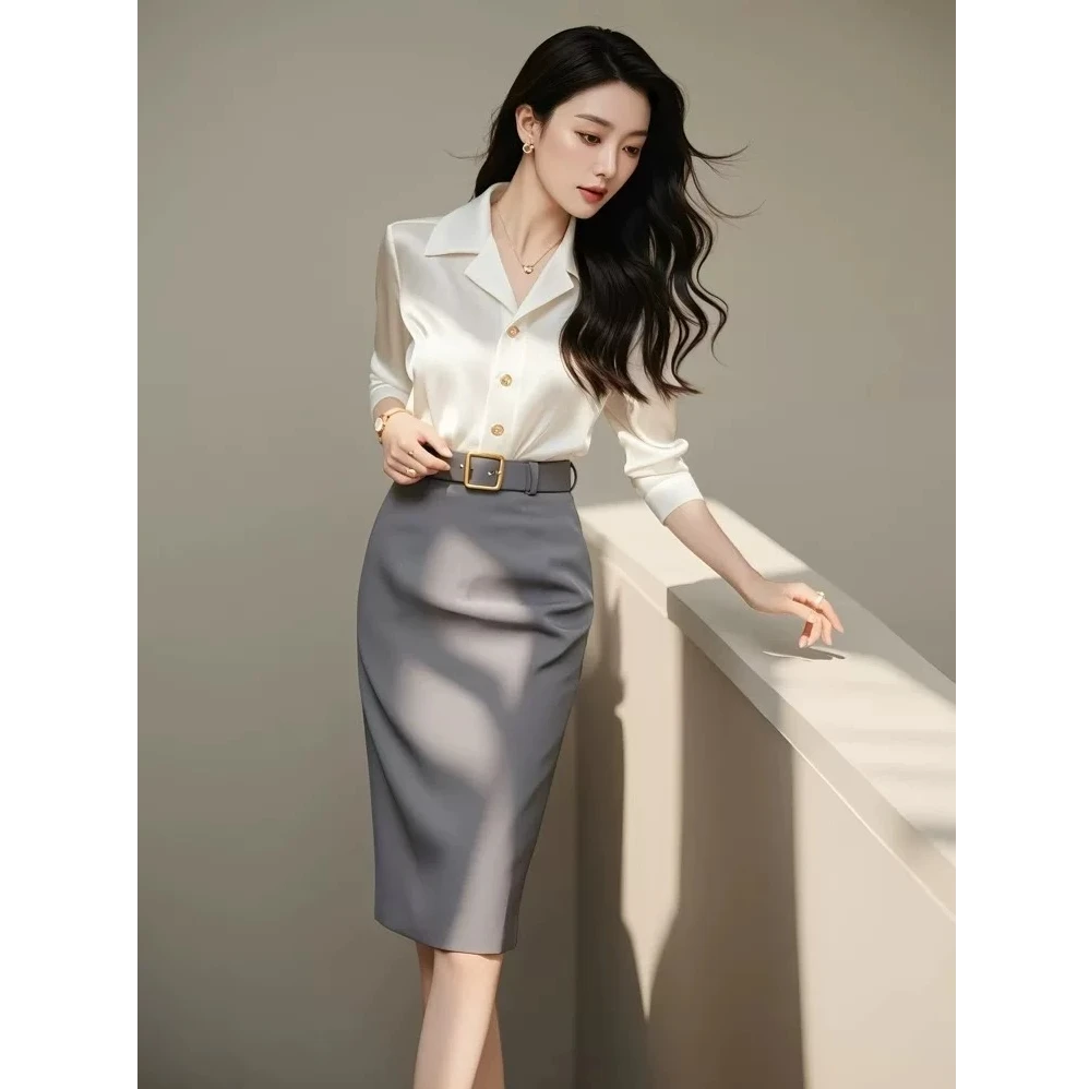 初春新款女装轻奢高级感时尚时髦洋气小香风衬衫半身裙职业套装女