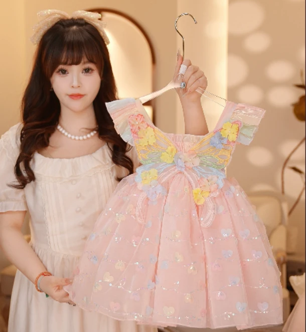 【Y.d8222】2025新款女童礼服立体花宝宝公主裙设计师款气质洋气