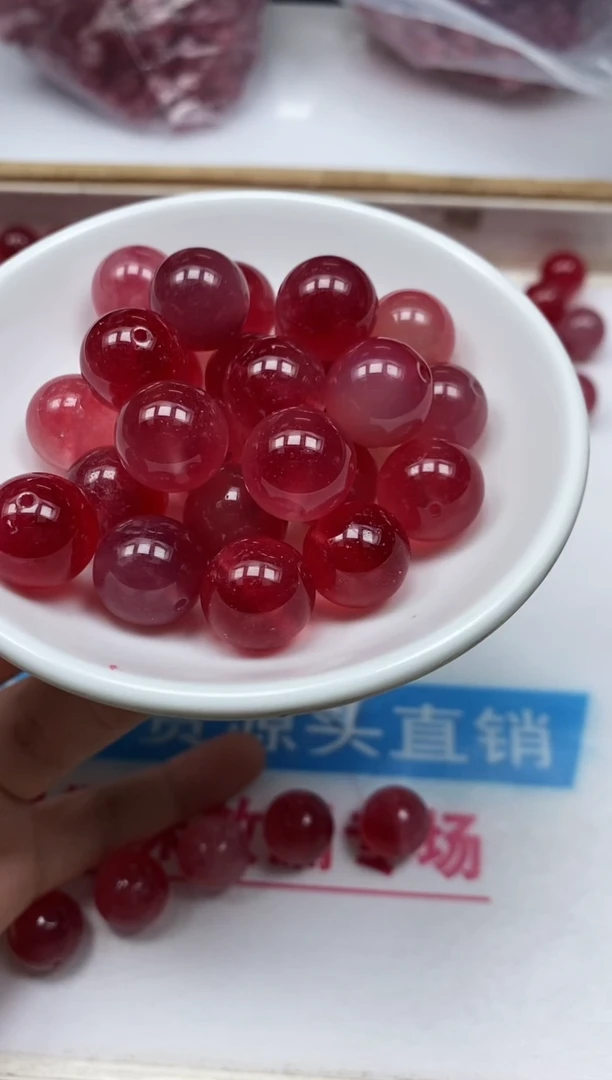 玛瑙/玉髓散珠未镶嵌B113 桃花 玉14mm6个15元