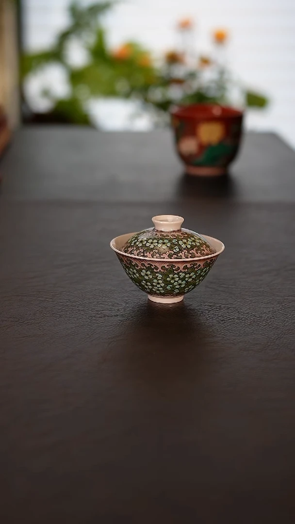 瓷片一点堂康熙五彩 盖碗