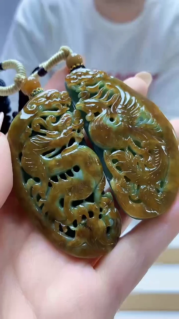 未镶嵌定制翡翠4898DD-毛货挂件一对146