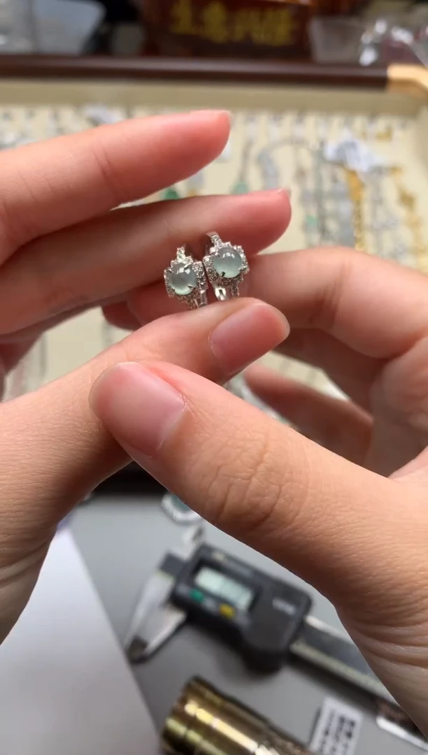 银S925镶嵌戒指翡翠耳饰19