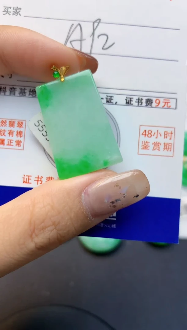 颈饰18K金镶嵌翡翠天然缅甸A货翡翠百元以上9元证书费自理