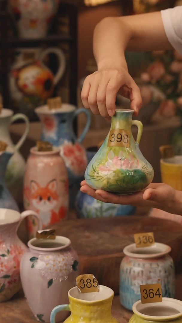 陶瓷398景德镇设计师手作花器摆件侘寂风