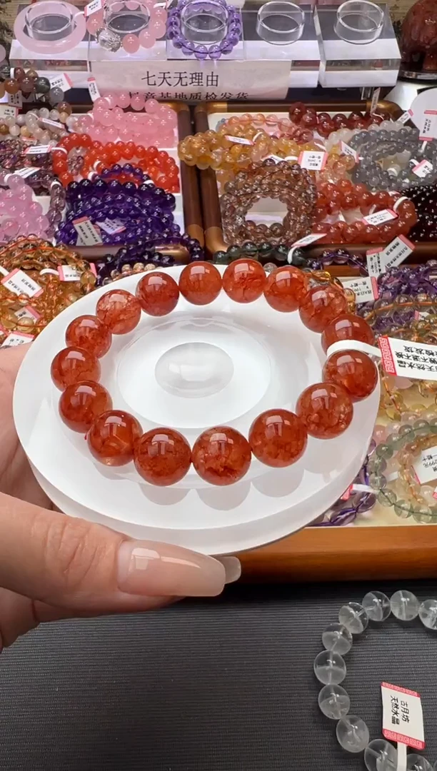 未镶嵌手链水晶红胶花13mm+