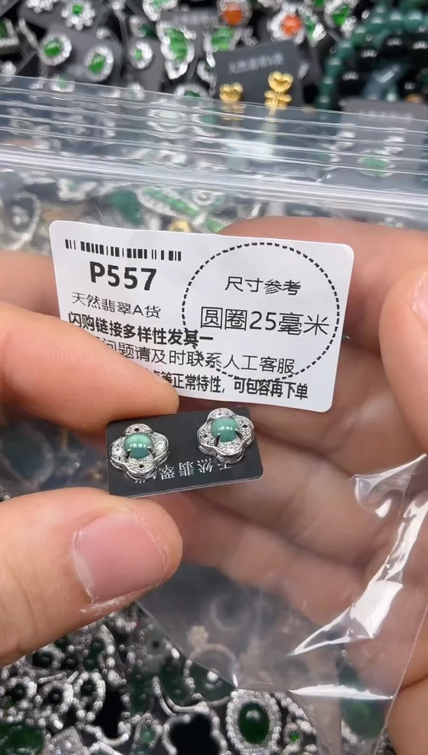 颈饰未镶嵌翡翠P557耳钉