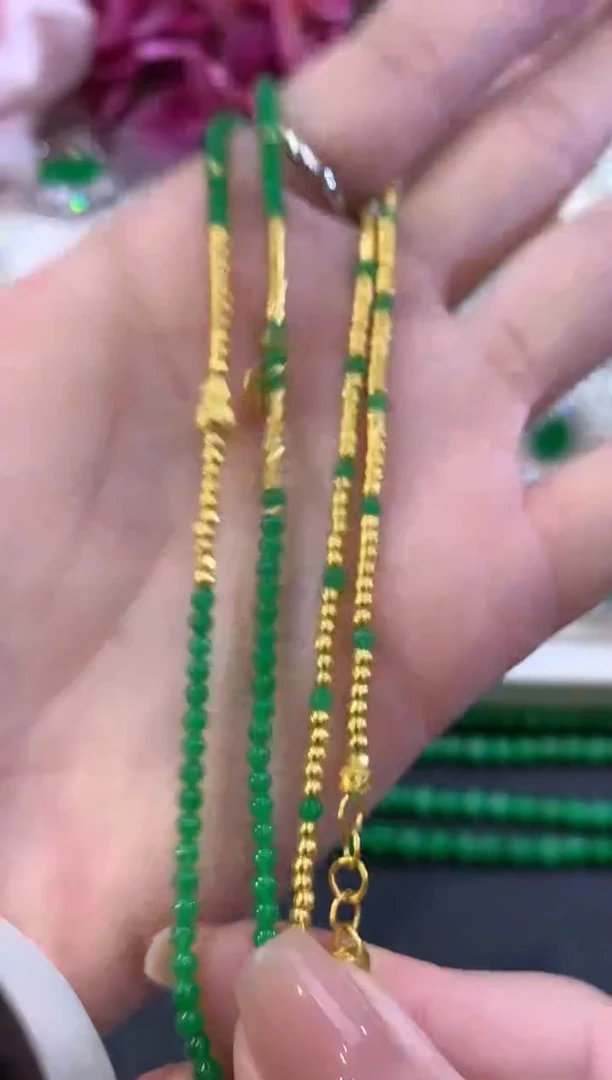 项链足金镶嵌翡翠m4