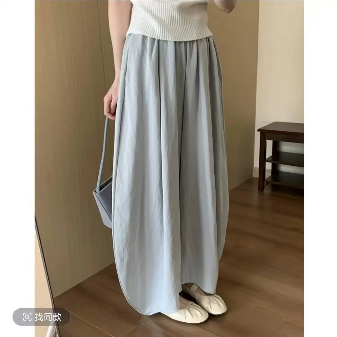 休闲豆荚裤夏季2025新款高腰宽松显瘦阔腿遛弯裤垂感百搭大码女裤