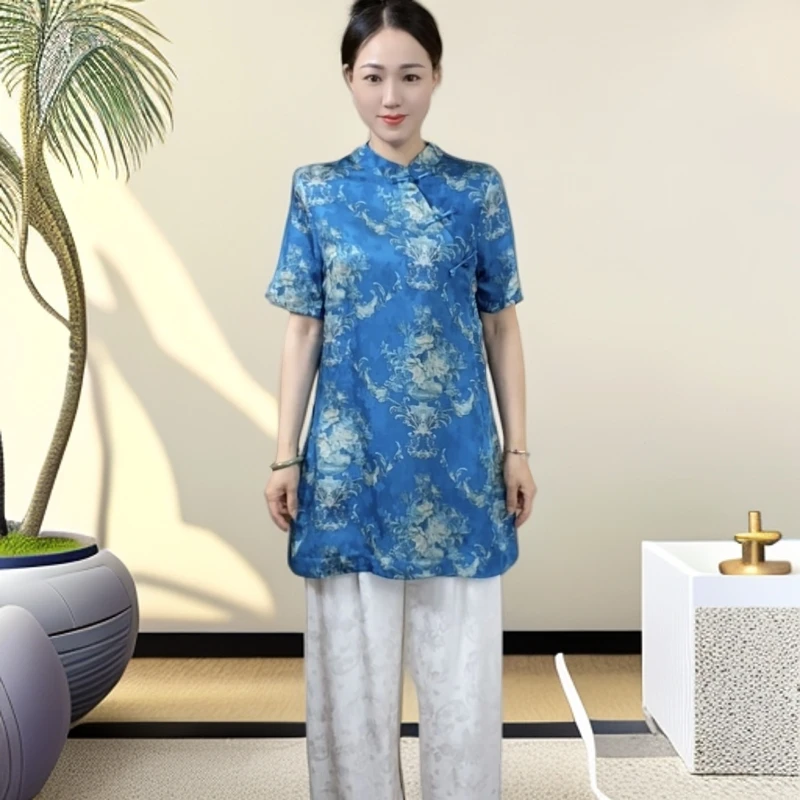 【蓝韵】新款国风原创青花瓷元素新中式独特漂亮国风上衣