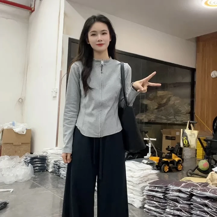 立领防晒长袖防风女拉链短外套外套秋季欧若假日风