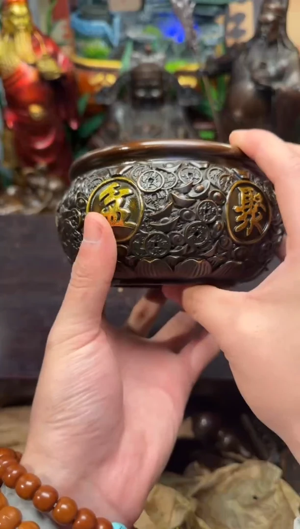 潼潼古铜只卖真铜！（十二口铜鎏金工艺聚宝盆）