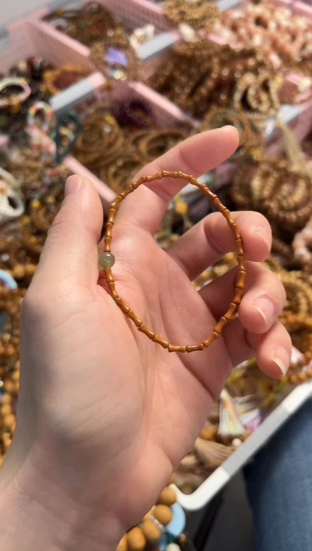 未镶嵌手串和田玉橄榄核竹节手串搭配和田玉