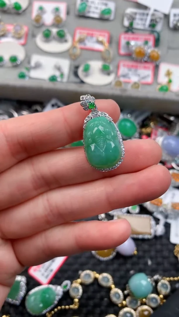 银S925镶嵌戒指翡翠1010---4