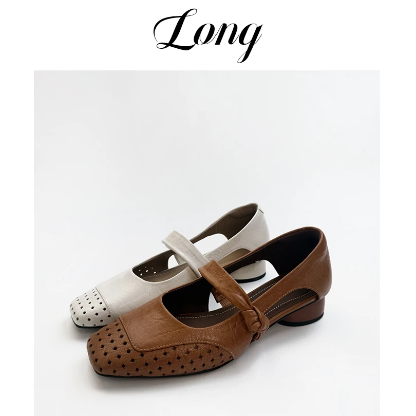 头层羊皮/34-40/手工跟高3cm镂空时尚系带设计感侧空舒适高定凉鞋