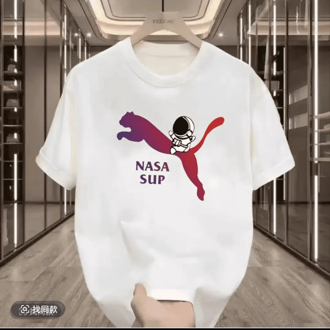 短袖T恤印花短袖情侣装夏季圆领男士休闲白色半袖时尚