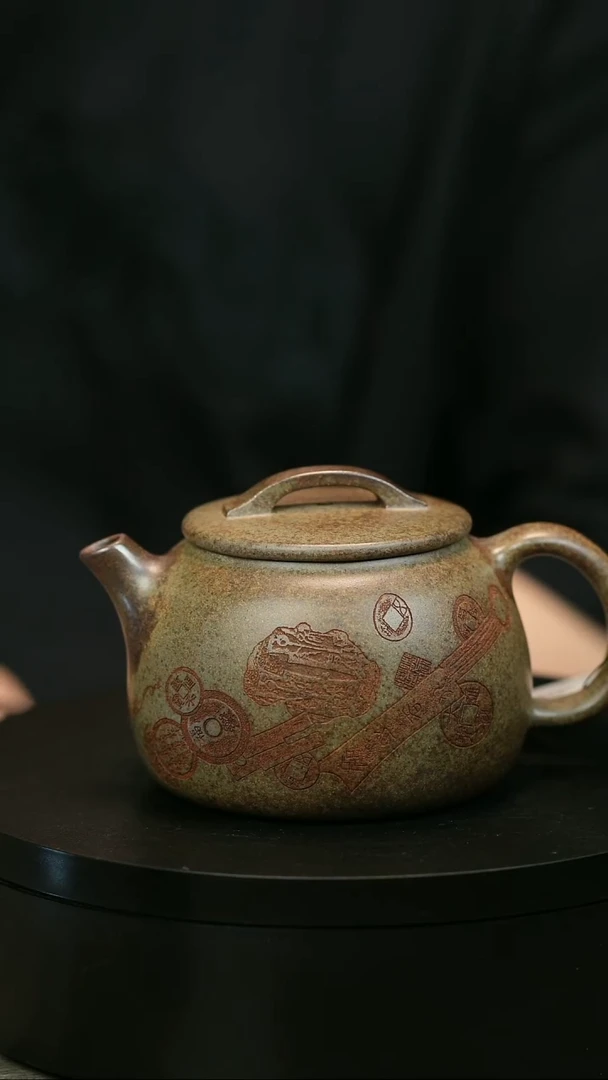 茶壶紫砂飞*H2029李琴柴烧钱币大口瓦