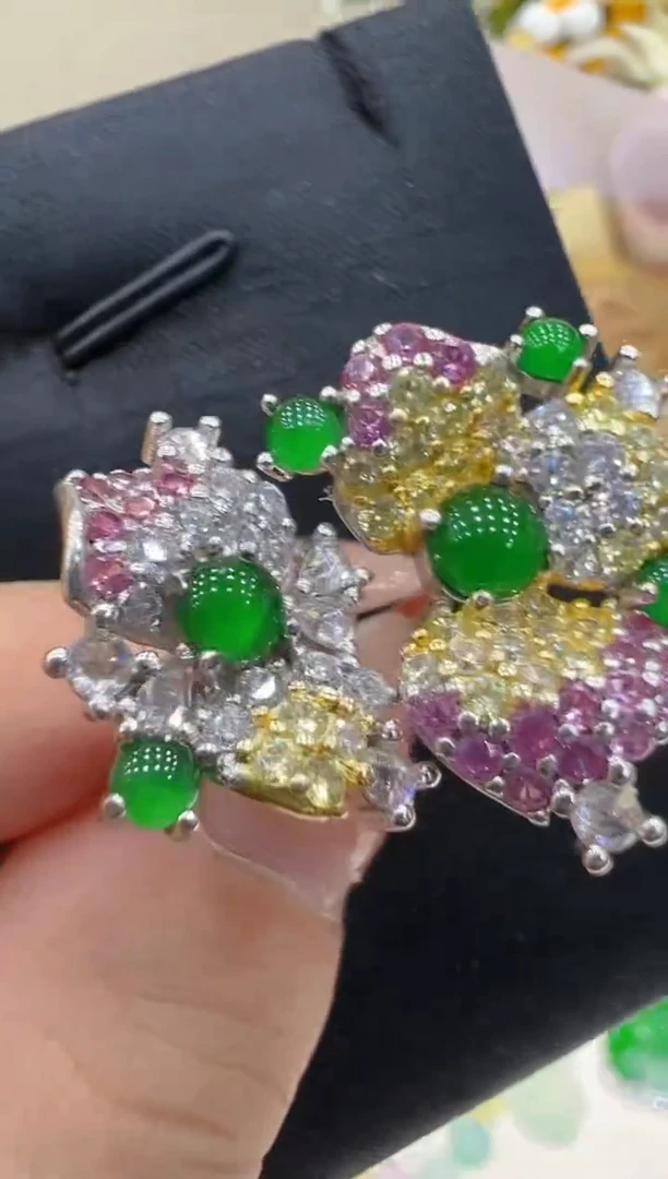 翡翠戒指银S925镶嵌多样性团购发一件