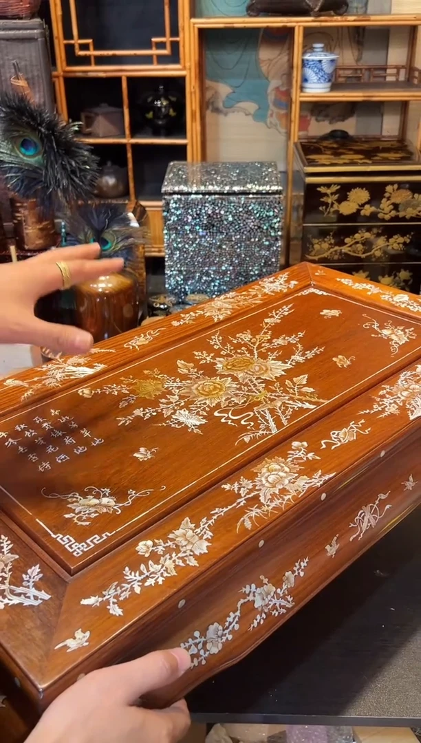 花梨嵌螺钿茶桌 长74cm宽40cm高28cm