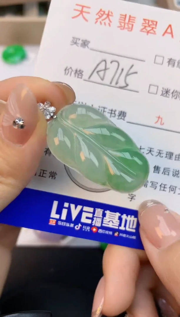 颈饰18K金镶嵌翡翠天然缅甸a货翡翠百元以上9元证书费自理