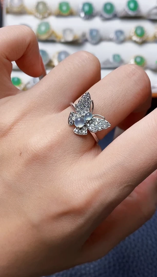 银S925镶嵌戒指翡翠4633