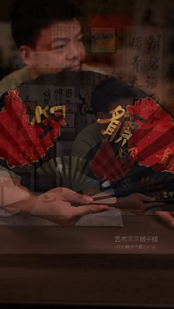 国画523- 10寸 手写  扇子--如愿-四合
