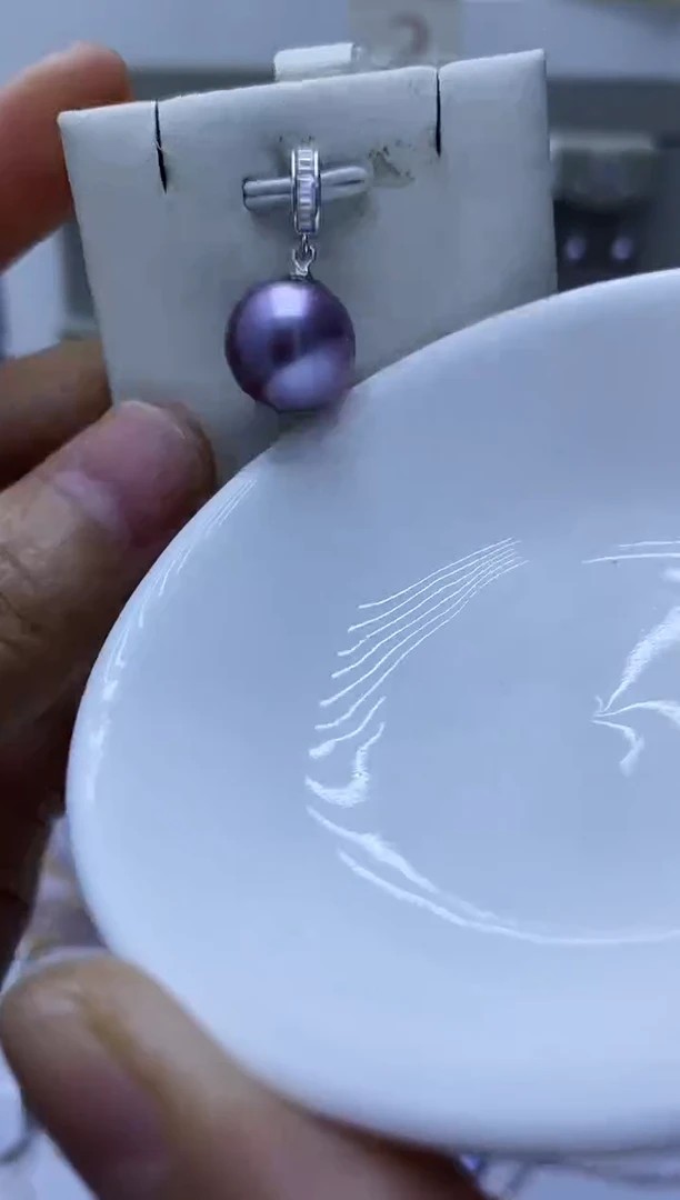 银S925镶嵌淡水珍珠耳饰吊坠